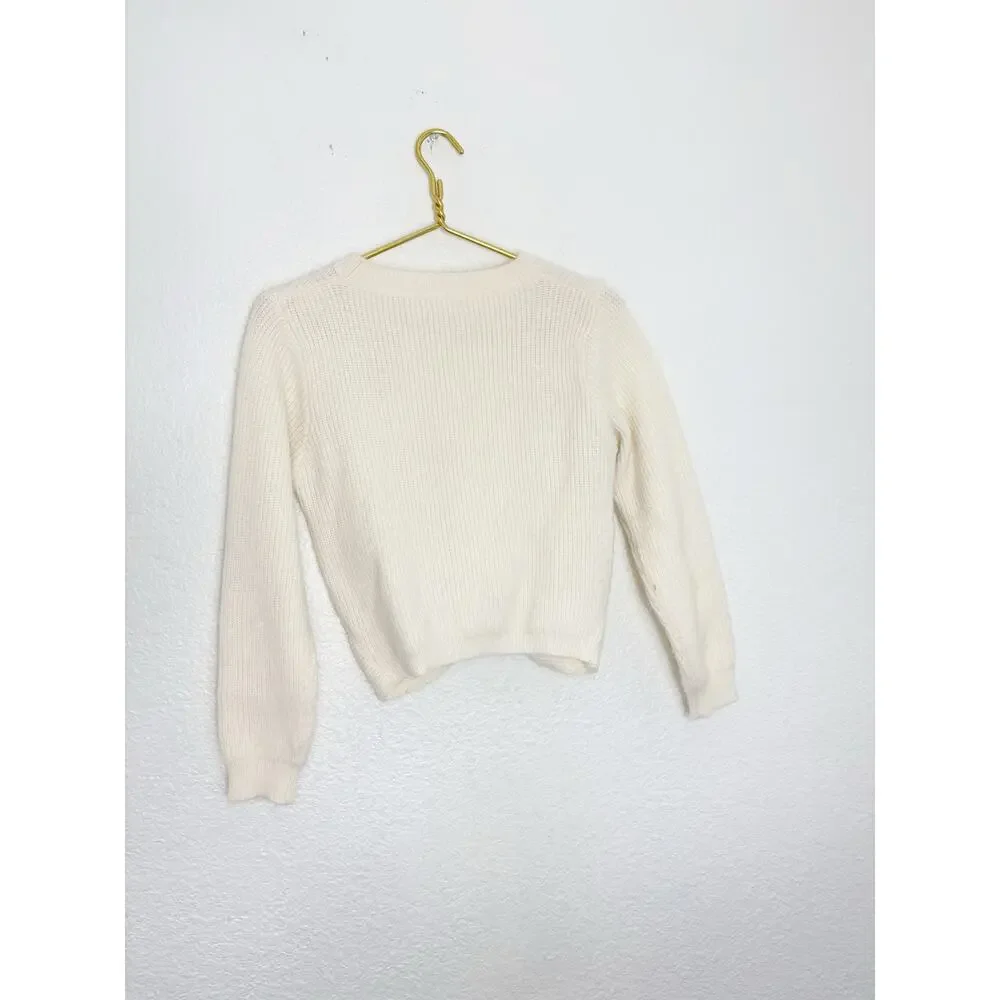 Oak + Fort Beige Knit Pullover with Knotted Front Detail Size Small Lightweight
